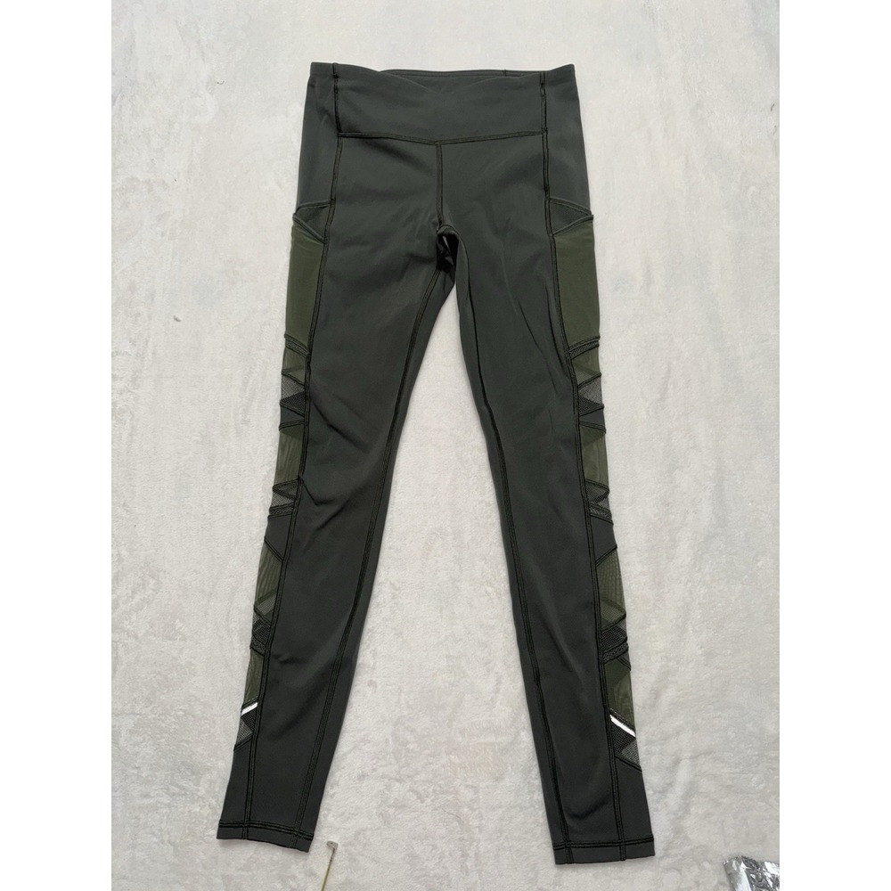 Lululemon Women's Speed Up Skinny Leggings Green Elastic Waist Nylon Sz 6